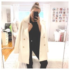 Oversized Double Breasted Wool Winter Coat White